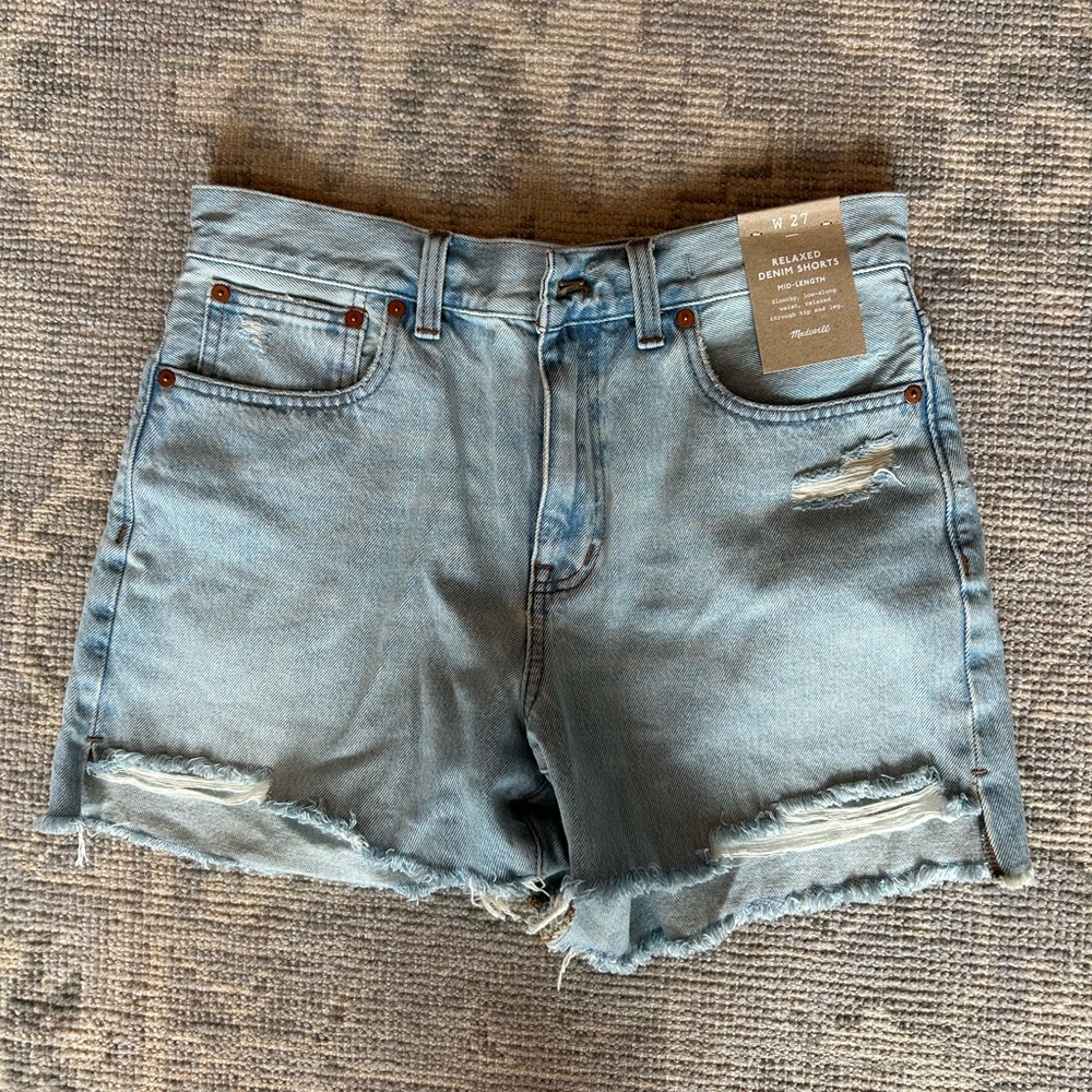 Madewell Light Blue Distressed Jean Shorts